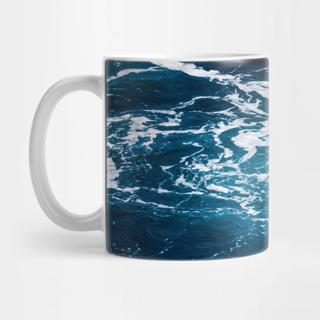 Wavy foamy dark blue sea water Aerial photograph waves ocean summer splash aqua by PLdesign